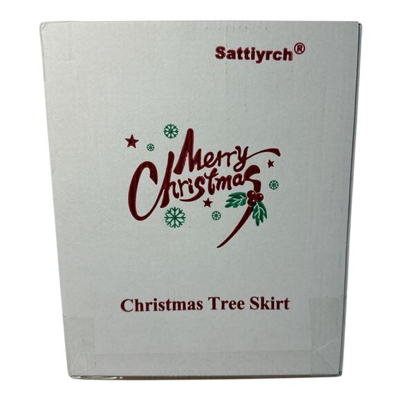 36” Cream Cable Knit Christmas Tree Skirt Thick Rustic Knit with Ties New in Box - Picture 9 of 9